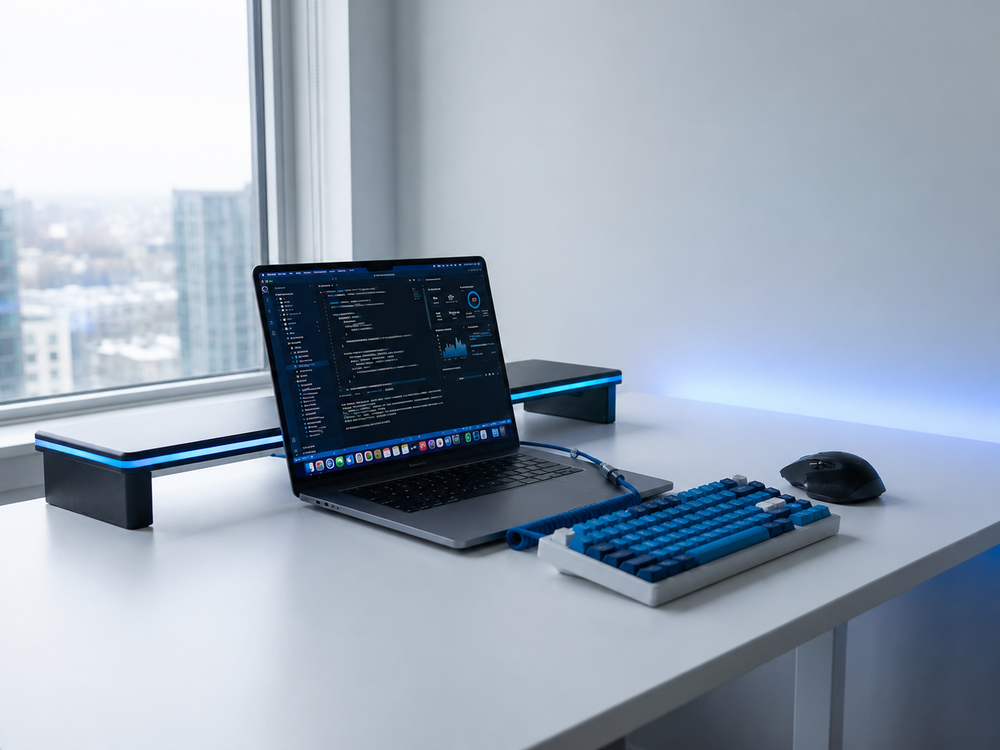 Modern workspace for IT student